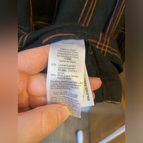 Madewell shirred wool blend peasant blouse in windowpane - Picture 3 of 8